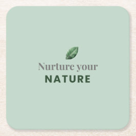 Nurture Your Nature Minimal Motivational Coaster スクエアペーパーコースター