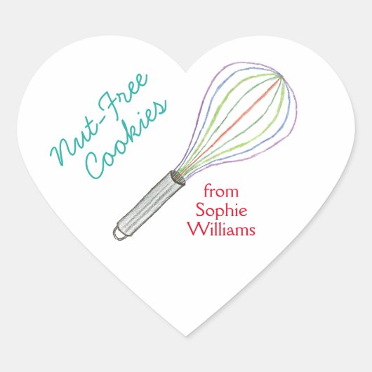 Nut free cookie labels / stickers ハートシール (正面)
