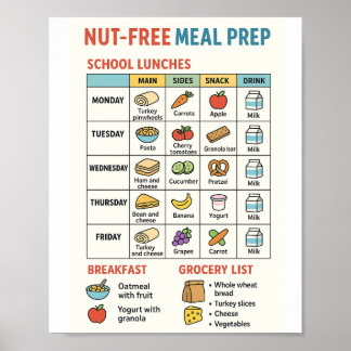 Nut Free Meal Prep for school lunches ポスター