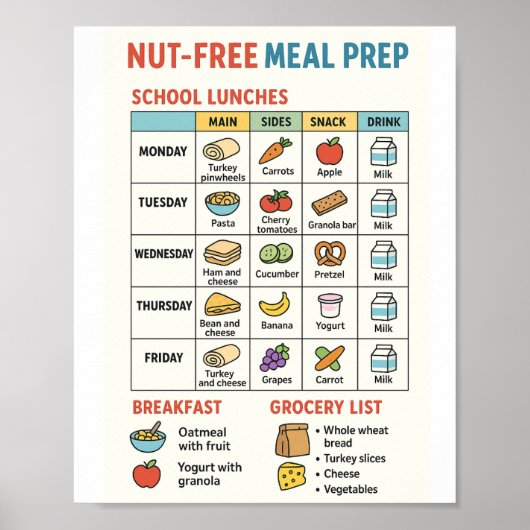 Nut Free Meal Prep for school lunches ポスター (正面)