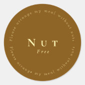 Nut-Free Request Sticker, Brown - Light yellow ラウンドシール (正面)