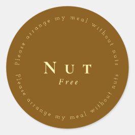 Nut-Free Request Sticker, Brown - Light yellow ラウンドシール