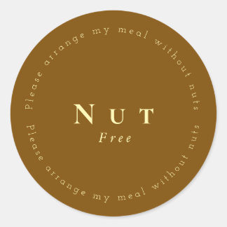 Nut-Free Request Sticker, Brown - Light yellow ラウンドシール