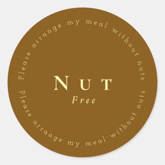 Nut-Free Request Sticker, Brown - Light yellow ラウンドシール (正面)