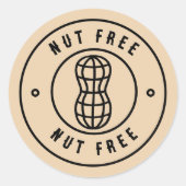 Nut Free Sticker | Allergy Alert Square or Round  ラウンドシール (正面)