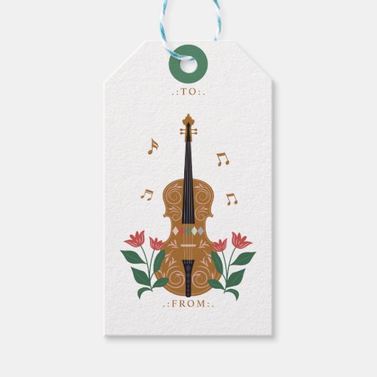 Nutcrackerエレガントヴァイオリンフローラ音楽のTo And From ギフトタグ (正面)