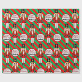 Nutcracker受信者の名前の追加クリスマスストライプ ラッピングペーパー (フラット)