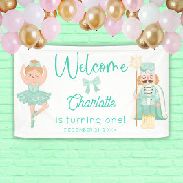 Nutcracker Ballerina Mint Birthday Welcome 横断幕