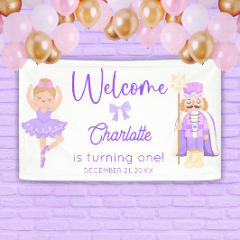 Nutcracker Ballerina Purple Birthday Welcome 横断幕