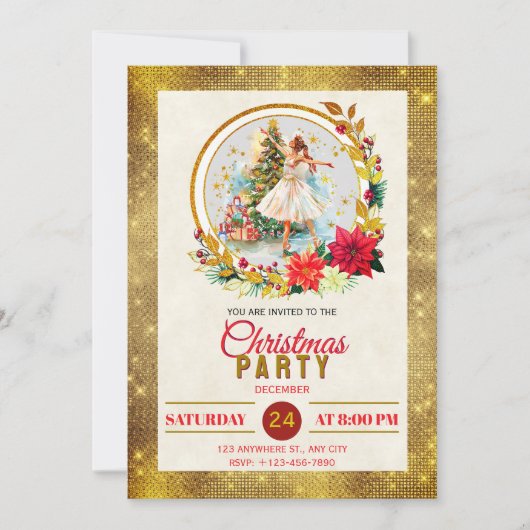 Nutcracker Ballet Ballerina - Christmas Party シーズンカード (正面)