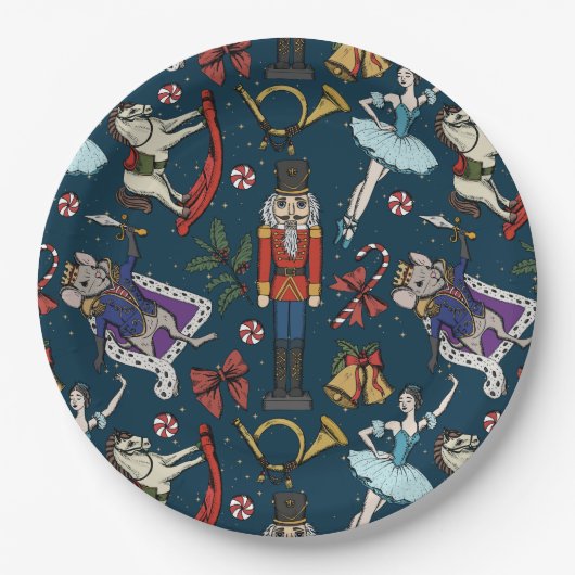 Nutcracker Ballet Christmas Navy Xmas Party ペーパープレート (正面)