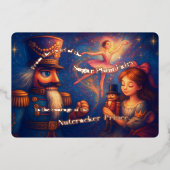 Nutcracker Ballet Christmas Theme 箔シーズンカード (正面)