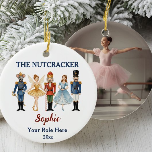Nutcracker Ballet Custom Name & Role, Photo セラミックオーナメント