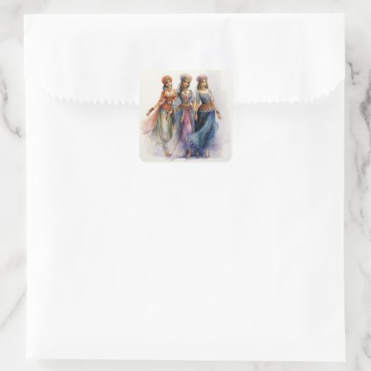 Nutcracker Ballet, Elegant Arab Dancers スクエアシール (バッグ)