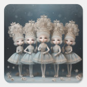 Nutcracker Ballet Fashion-Snowflake Dancers スクエアシール (正面)