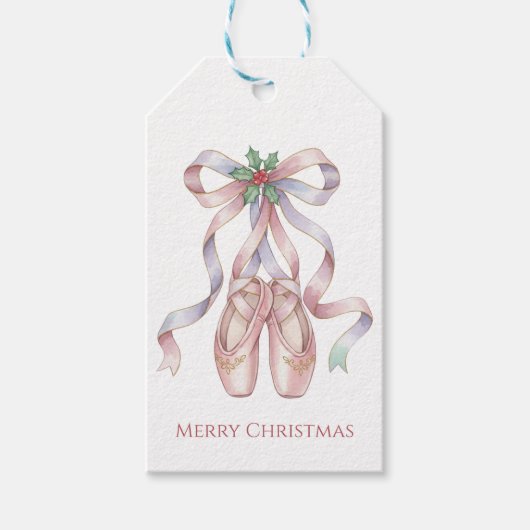 Nutcracker Ballet Slippers with Pink Ribbon ギフトタグ (正面)