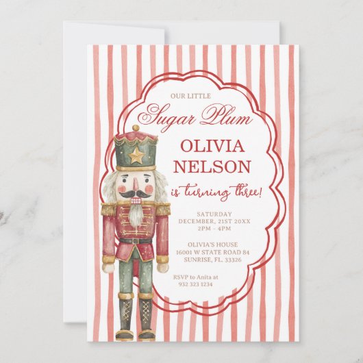 Nutcracker Birthday Sugar Plum Ballet Invitation 招待状 (正面)