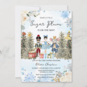  Nutcracker Blue Winter Snowflakes Baby Shower 招待状 (正面)