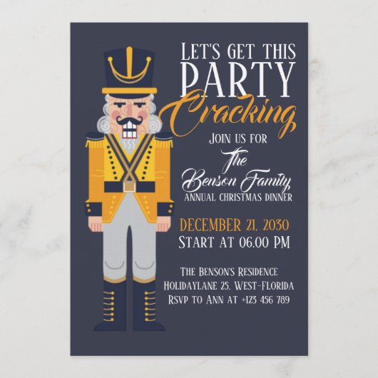 Nutcracker Christmas Annual Dinner Festive Holiday 招待状 (正面)