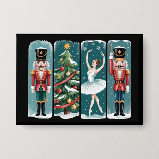 Nutcracker Christmas Ballet Holiday Scene 缶バッジ (正面)