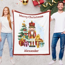 Nutcracker Christmas Blanket for Kids With Name フリースブランケット