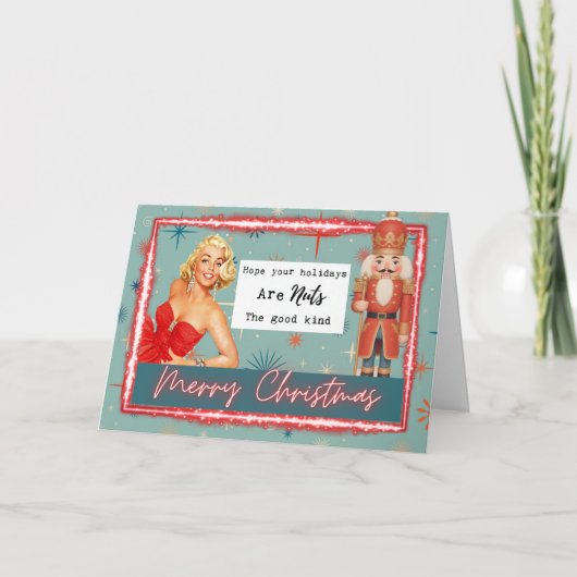 Nutcracker Christmas Card - Funny - Retro - Bestie カード (正面)