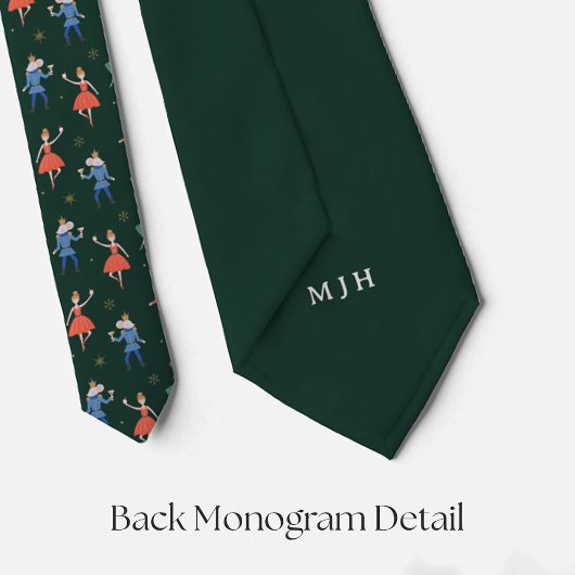 Nutcracker Christmas Cocktails Pattern w/ Monogram ネクタイ