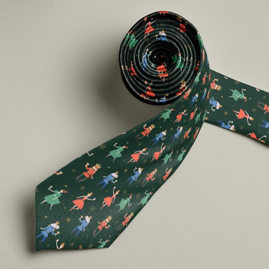 Nutcracker Christmas Cocktails Pattern w/ Monogram ネクタイ