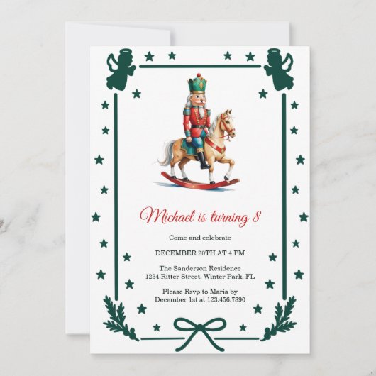 Nutcracker Christmas Kids Birthday Party 招待状 (正面)