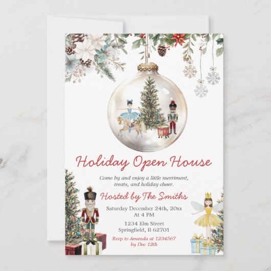 Nutcracker Christmas Ornament Holiday Open House 招待状 (正面)
