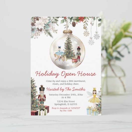 Nutcracker Christmas Ornament Holiday Open House 招待状 (スタンド正面)