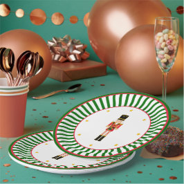 Nutcracker Christmas Plate Red Green and White ペーパープレート