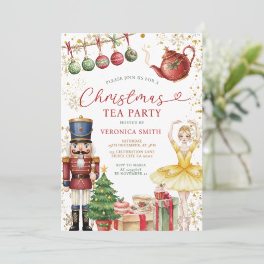 Nutcracker Christmas Tea Party Sweets Ballerina 招待状 (スタンド正面)