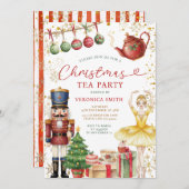Nutcracker Christmas Tea Party Sweets Ballerina 招待状 (正面/裏面)