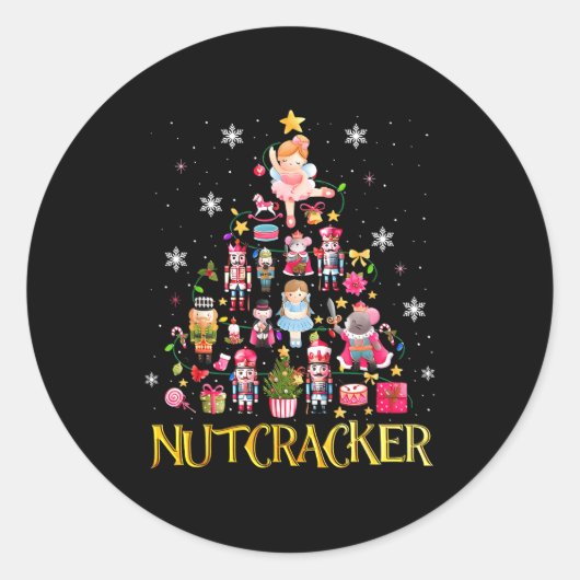 Nutcracker Christmas Tree Ballet Dance Women Kids  ラウンドシール (正面)