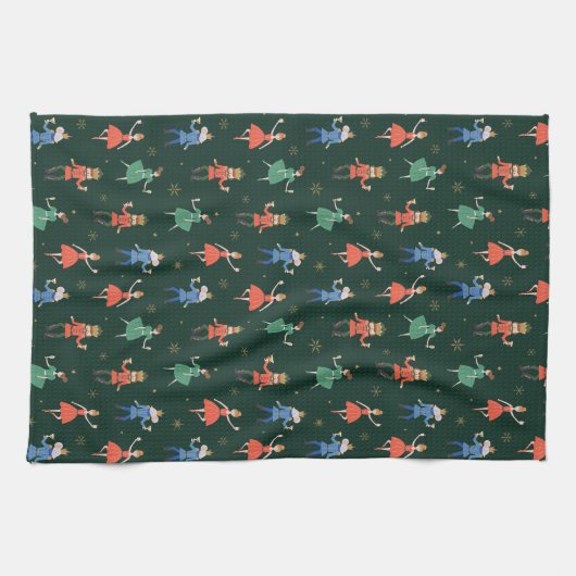Nutcracker Cocktail Party Christmas キッチンタオル (横)