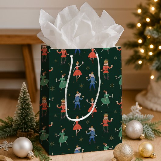 Nutcracker Cocktail Party Christmas ミディアムペーパーバッグ