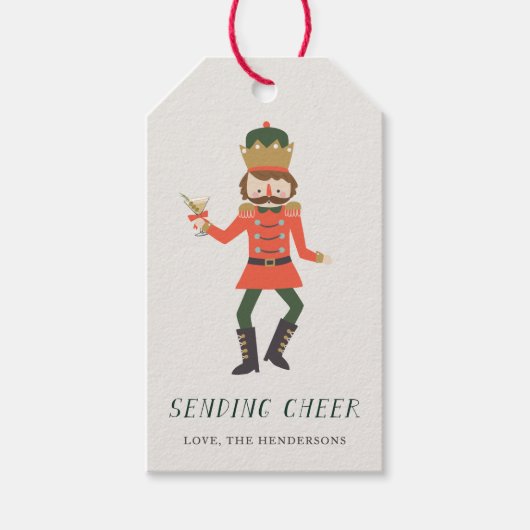 Nutcracker Cocktail "Sending Cheer" Christmas ギフトタグ (正面)