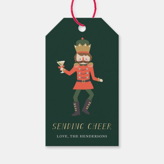 Nutcracker Cocktail "Sending Cheer" Christmas ギフトタグ (正面)