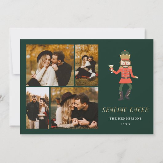 Nutcracker Cocktail "Sending Cheer" Photo Collage シーズンカード (正面)