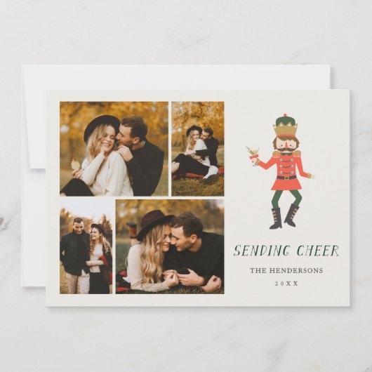 Nutcracker Cocktail "Sending Cheer" Photo Collage シーズンカード (正面)