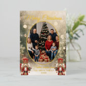 Nutcracker Family Photo Merry Christmas 箔シーズンカード (立ち正面)