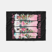 Nutcracker Friends Snow Globe Nk Coquette Bow Chri フリースブランケット (正面(横))