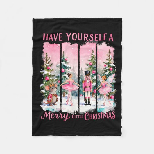 Nutcracker Friends Snow Globe Nk Coquette Bow Chri フリースブランケット (正面)