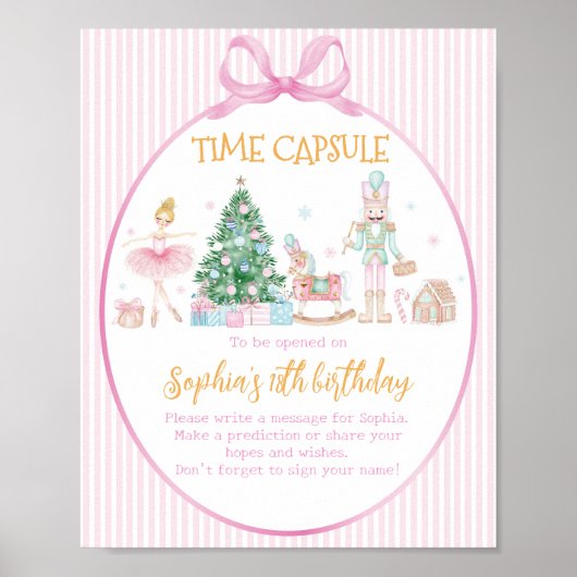 Nutcracker Girl Birthday Time Capsule Sign ポスター (正面)