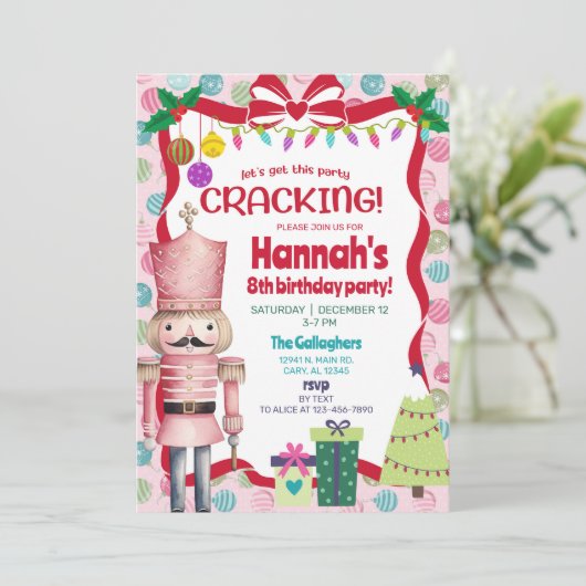 Nutcracker girl Christmas birthday invite. 招待状 (スタンド正面)