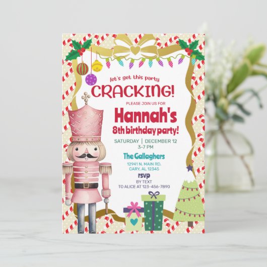 Nutcracker girl Christmas birthday invite. 招待状 (スタンド正面)