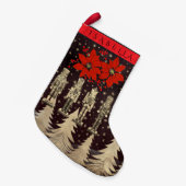 Nutcracker Golden Christmas Trees Poinsettia スモールクリスマスストッキング (正面 (吊り時))