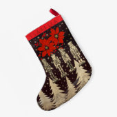 Nutcracker Golden Christmas Trees Poinsettia スモールクリスマスストッキング (裏面 (吊り時))