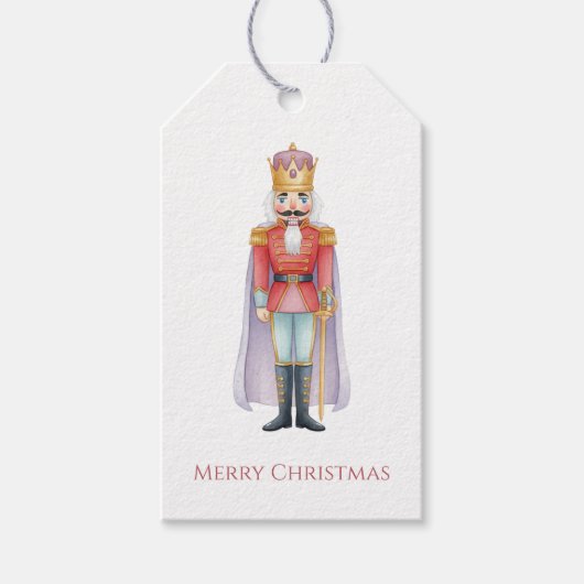 Nutcracker King Red Uniform Watercolor ギフトタグ (正面)